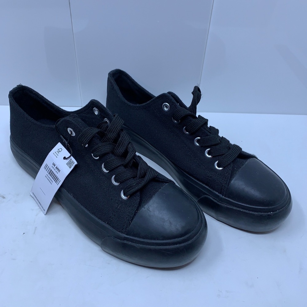 Yours Clothing Womens 8 Black Wide EEE Canvas Low Top Sneakers